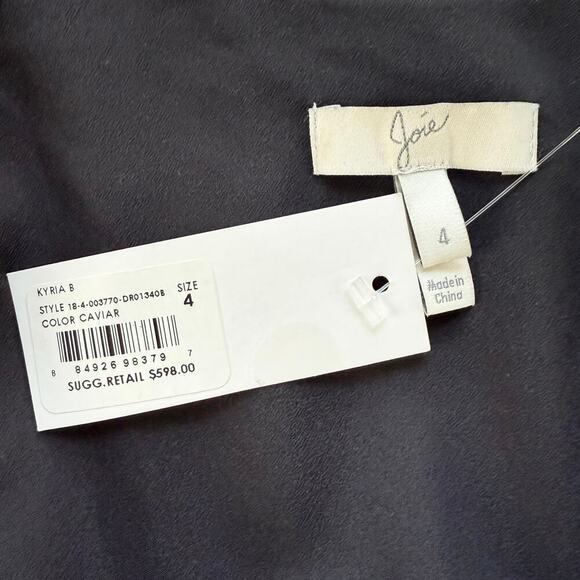 NWT Joie‎ Black Sequin Kyria Midi Dress Long Sleeves Button Front V-Neck, Size 4 - Picture 5 of 16